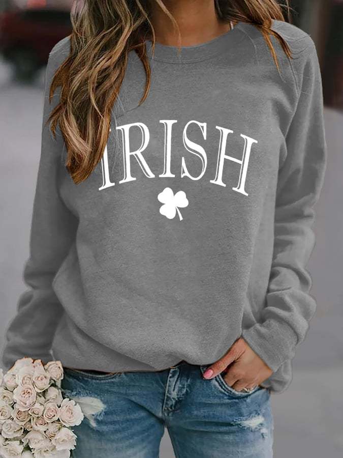 Women's Irish Clover Print Long Sleeve Sweatshirt