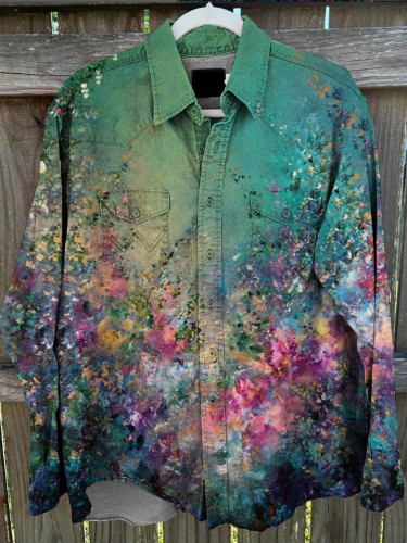 Unisex Artistic Floral Print Casual Shirt