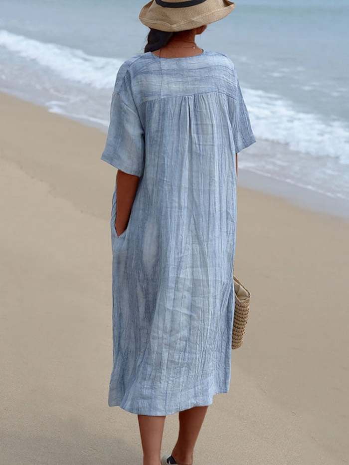 Women's Vacation Loose V Neck Dress