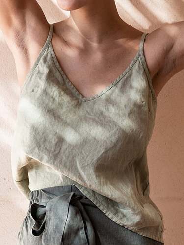 Ladies Cotton Linen V-Neck Casual Camisole
