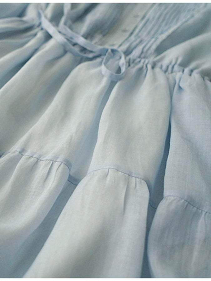 Cotton Linen Shirt Accordion Dress