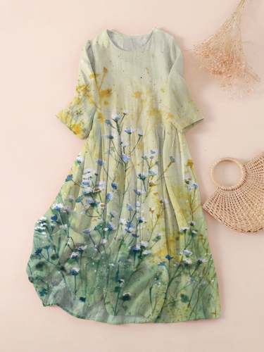 Women's Art Ombre Floral Print Dress