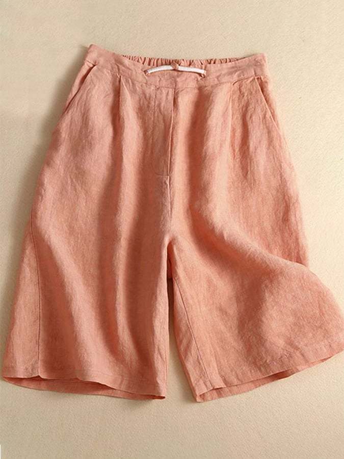 Loose Casual Cotton Linen Wide Leg Capris