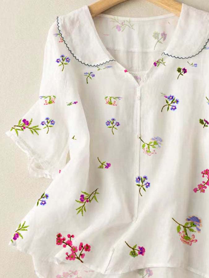 Fashion Print Loose All-Matching Cotton Shirt