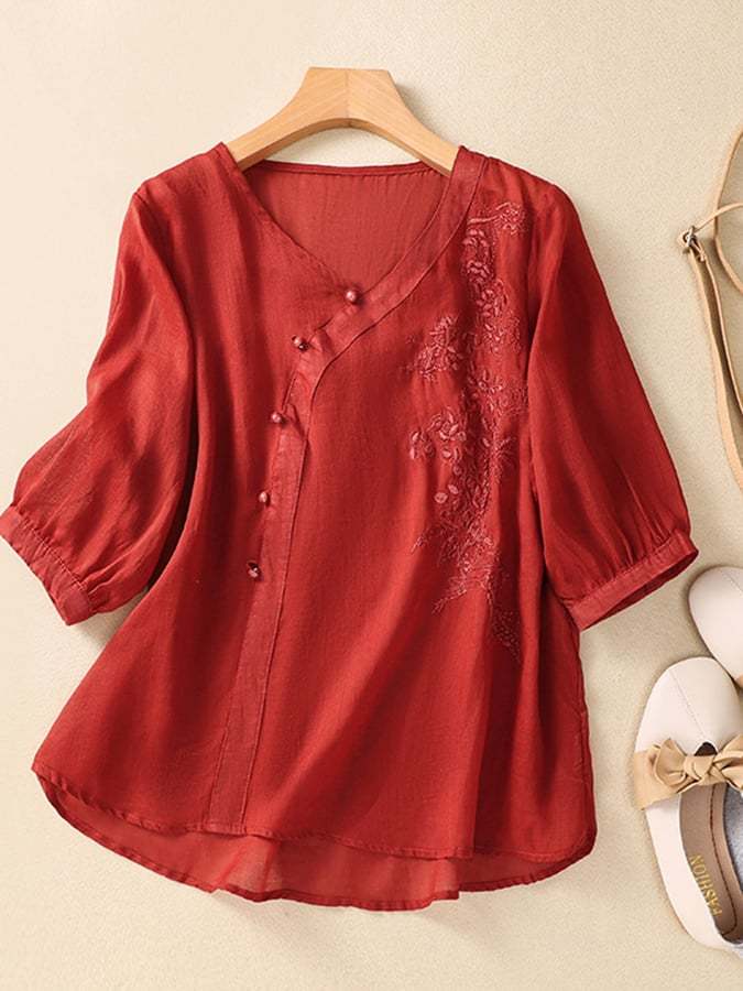 Cotton And Linen Artistic Retro Loose Shirt