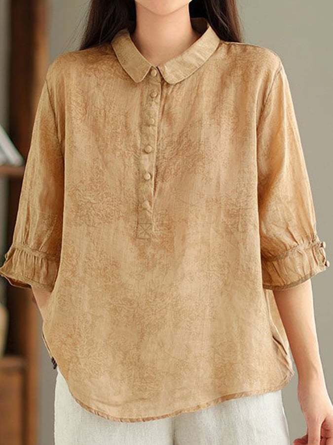 Fashion Print Lapel Collar Oversized Cotton Shirt