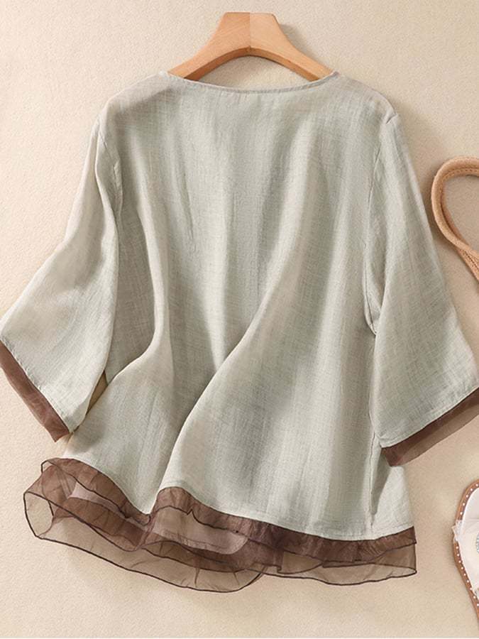 Casual Thin Patchwork Organza Shirt