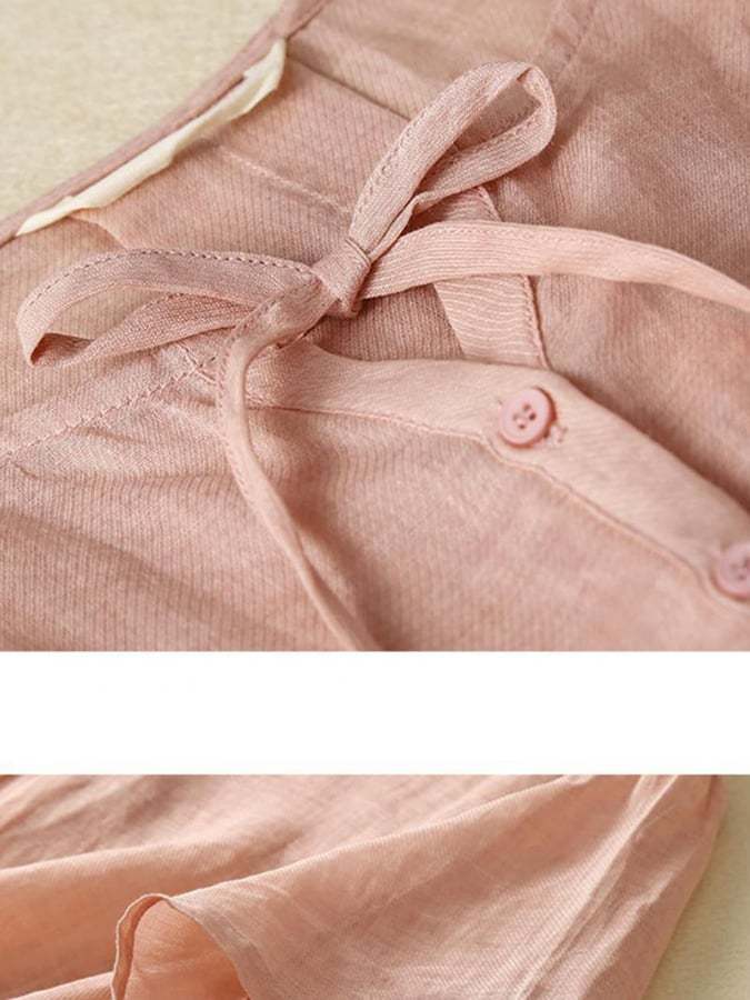 Cotton Linen Solid Color Casual Top