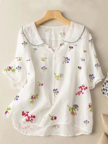 Fashion Print Loose All-Matching Cotton Shirt