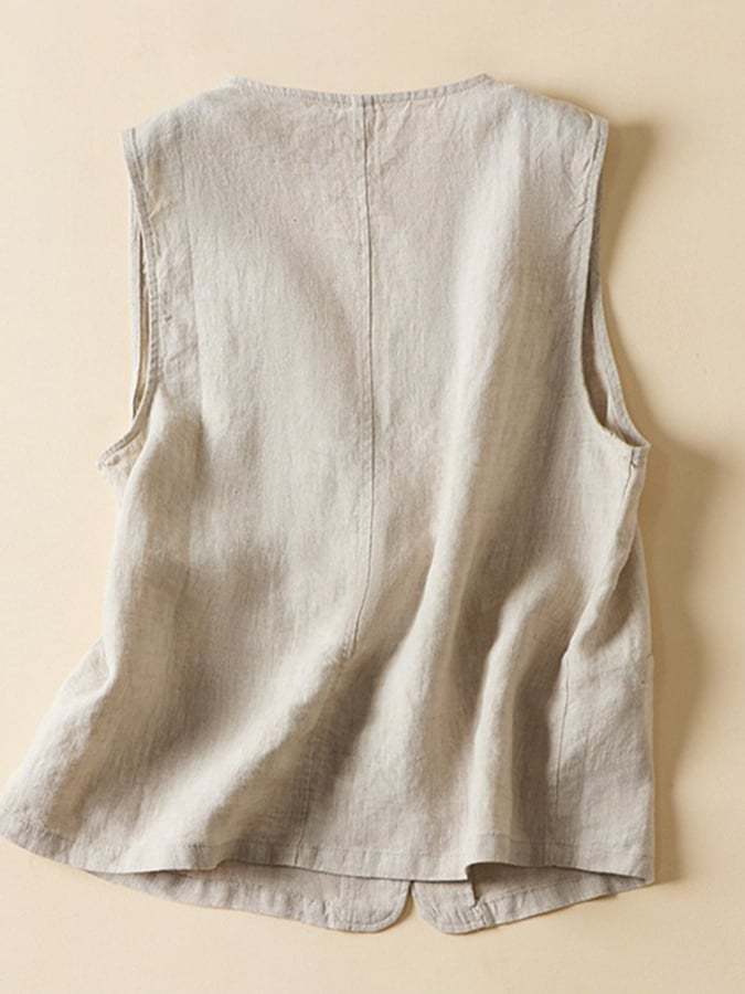 Cotton And Linen Sleeveless Versatile Vest Cardigan