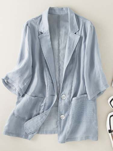Cotton And Linen Casual Half Sleeve Suit Jacket