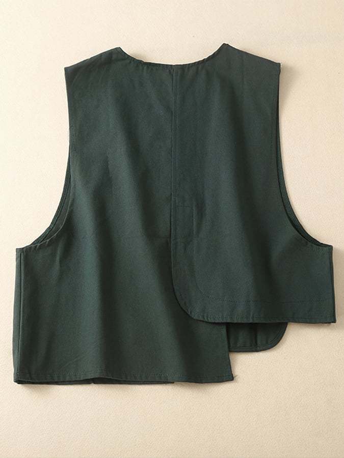 Women's Vintage Button Pocket Loose Vest