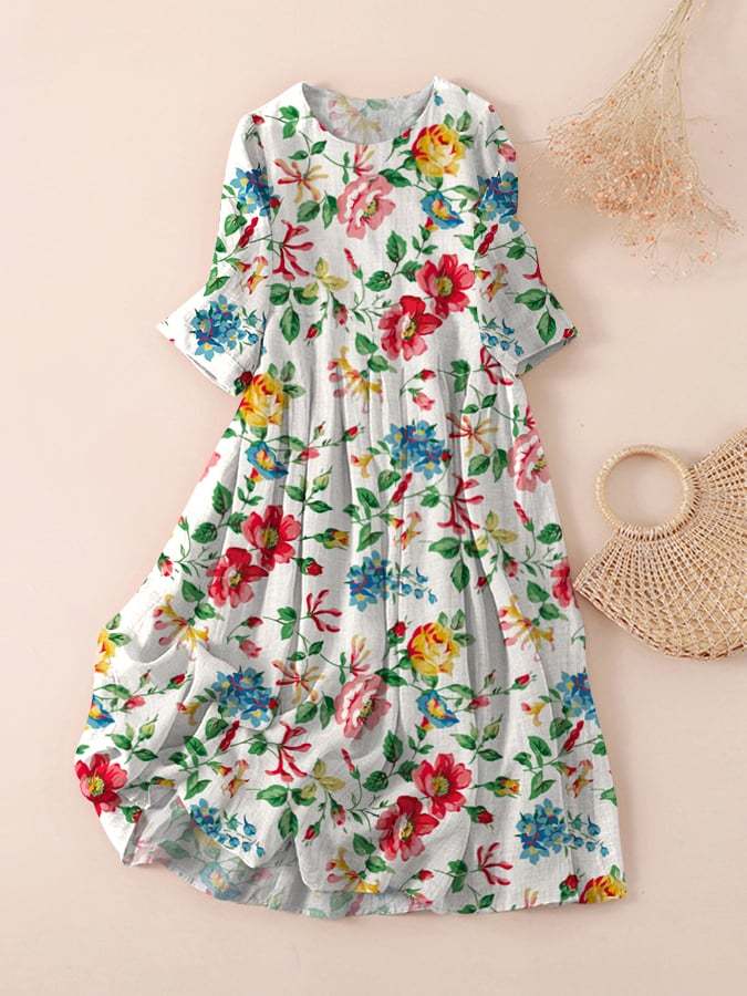 Ladies Fashion Floral Design Printed Dress