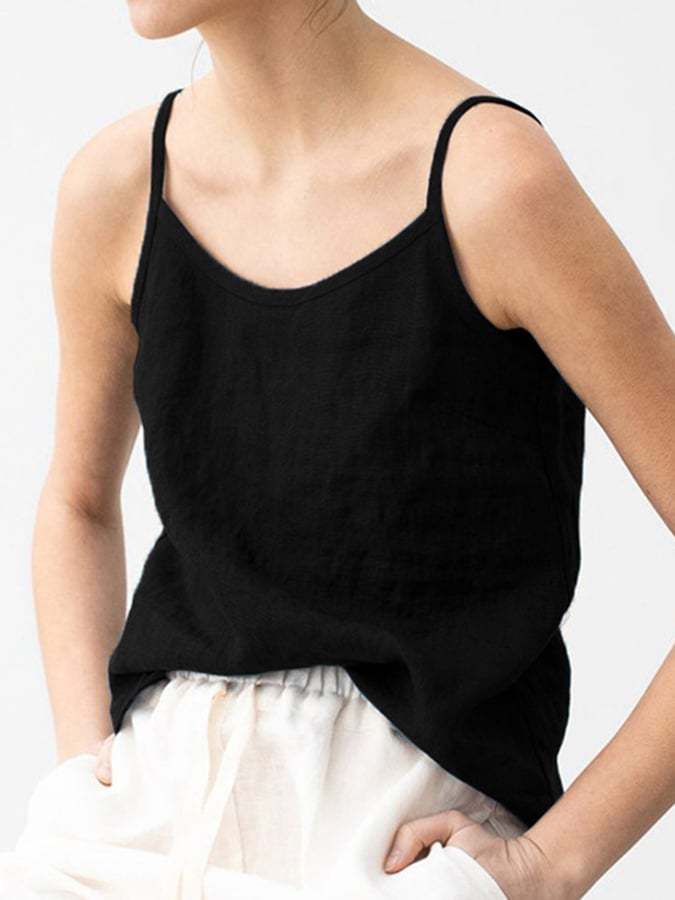 Ladies Cotton Linen V-Neck Casual Camisole