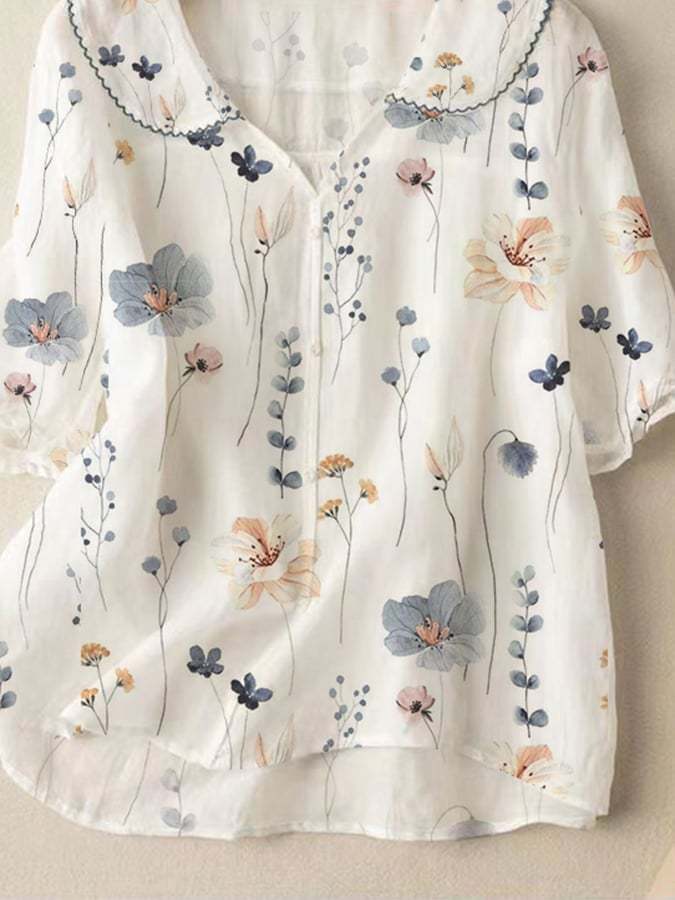 Fashion Print Loose All-Matching Cotton Shirt