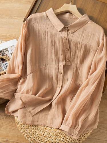 Solid Color Loose Slim Cotton Linen Shirt