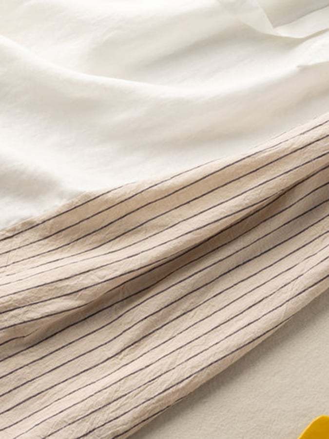 Linen And Cotton Striped Panel Dress