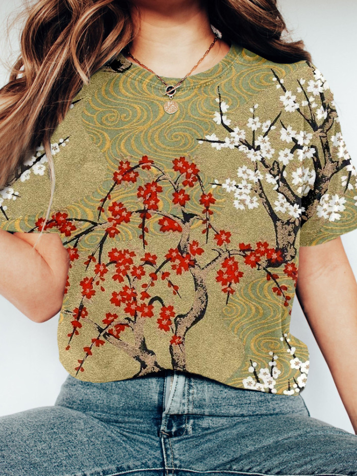 Gold Plum Trees Art Vintage Comfy T Shirt