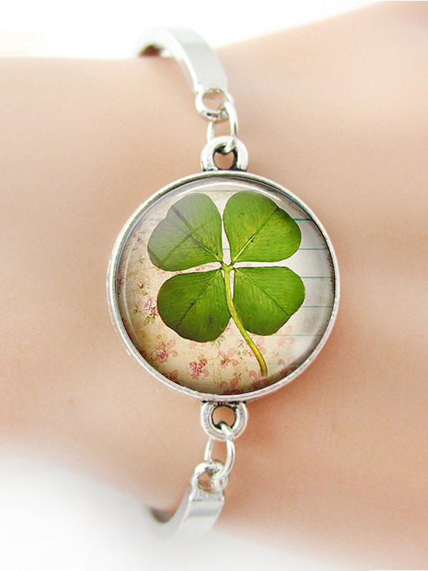 Women's St Patrick'S Day Lucky Four Leaf Clover Plating Bracelet