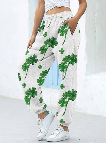 Women's Saint Patrick's Day Shamrock Print Casual Sweatpants