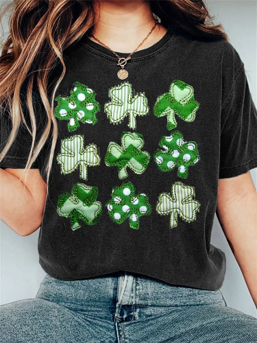 Women's Lucky Clover Print Casual T-Shirt