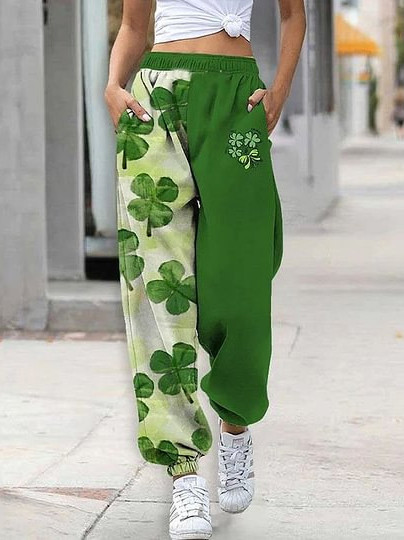 Women's Saint Patrick's Day Shamrock Print Casual Sweatpants