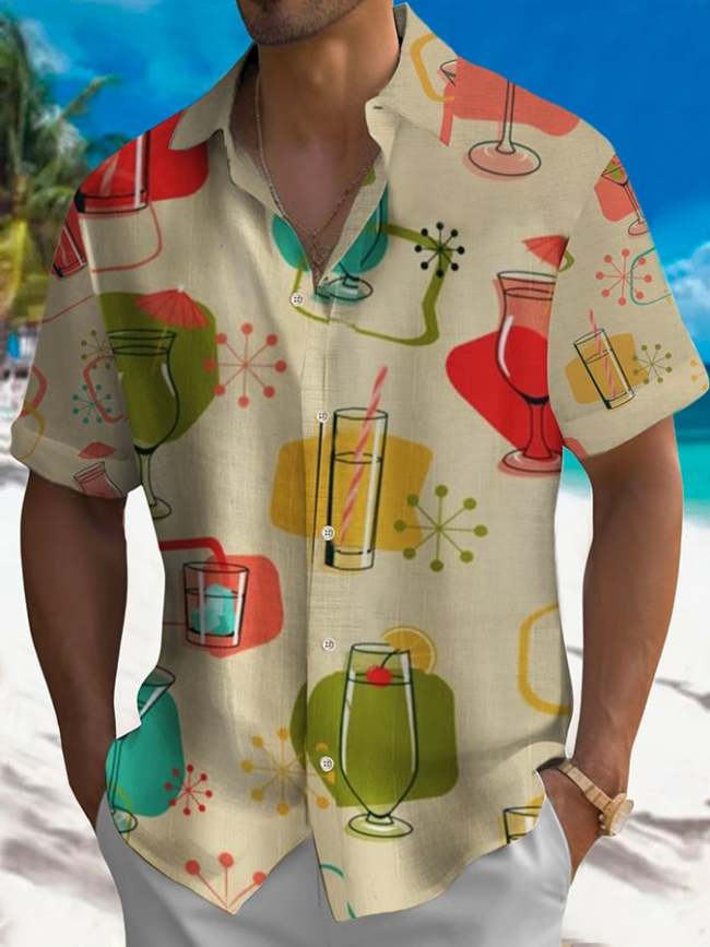 Leisure Holiday Geometric Print Men'S Short-Sleeved Shirt