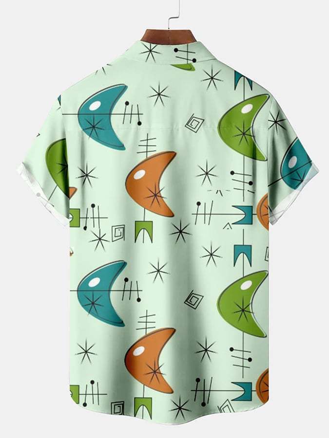 Leisure Holiday Geometric Print Men'S Short-Sleeved Shirt