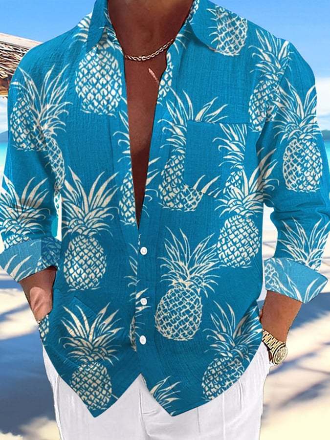 Men's Casual Hawaiian  Print Lapel Shirt