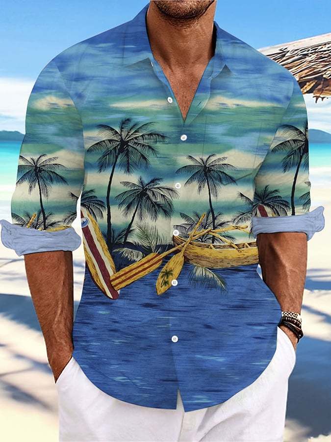 Men's Hawaii Print Fashion Vacation And Casual Shirt (With Pockets)