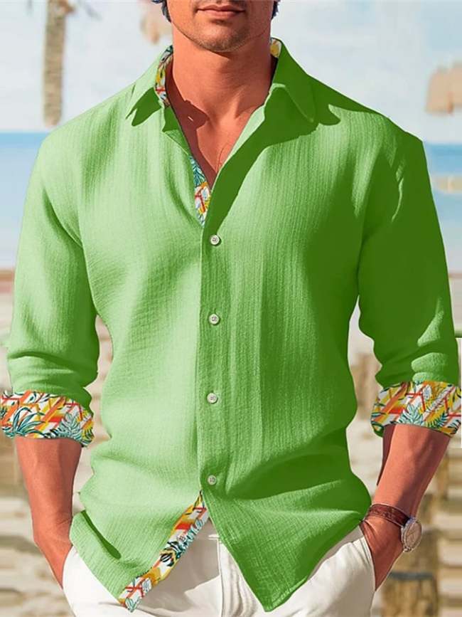 Men's Botanical Floral Print Fashionable Resort Casual Shirt