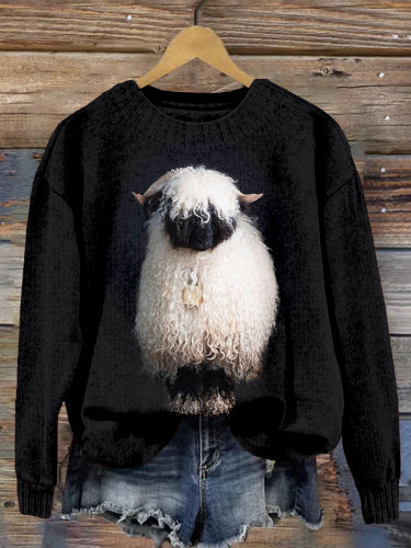 Cute Valais Blacknose Sheep Pattern Cozy Sweater