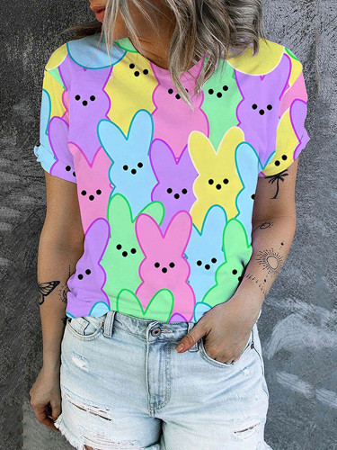Easter Colored Bunny Short Sleeve T-Shirt