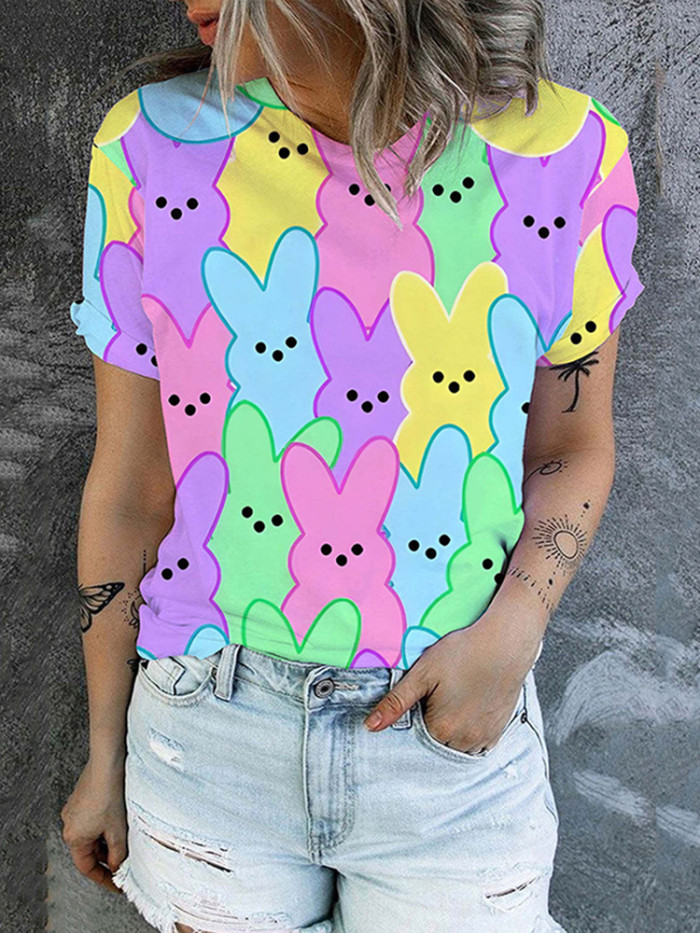 Easter Colored Bunny Short Sleeve T-Shirt
