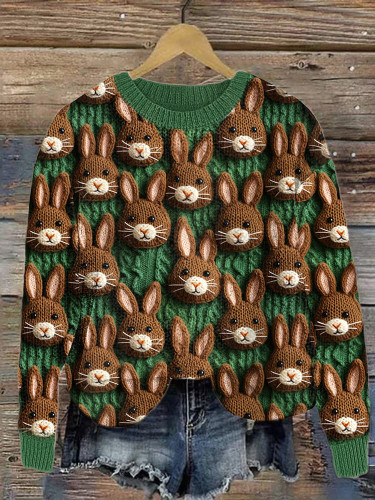 Knit Cute Rabbit Casual Cozy Soft Sweater