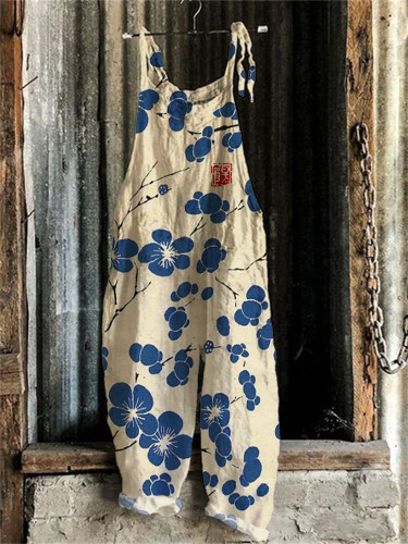 Cherry Blossom Japanese Lino Art Jumpsuit