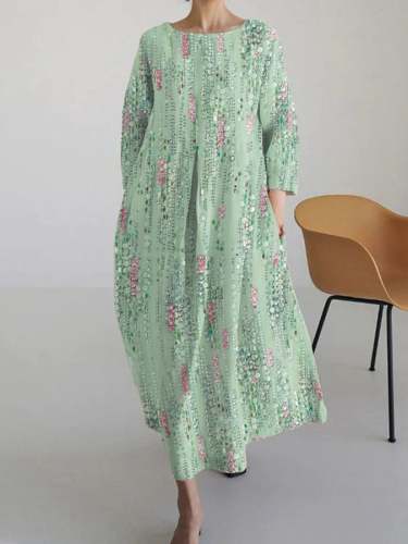 Women's Green Floral Print Maxi Dress