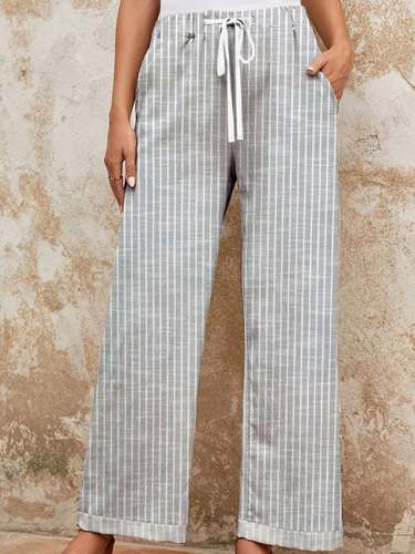 Women's Retro Striped Print Loose Casual Pants