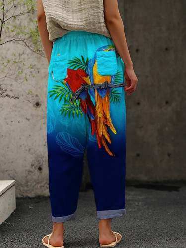 Women's Casual Hawaiian Parrot Print Loose Casual Pants