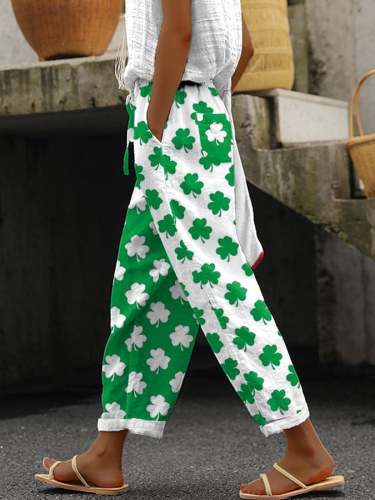 Women's Shamrock St. Patrick's Day Print Casual Pants