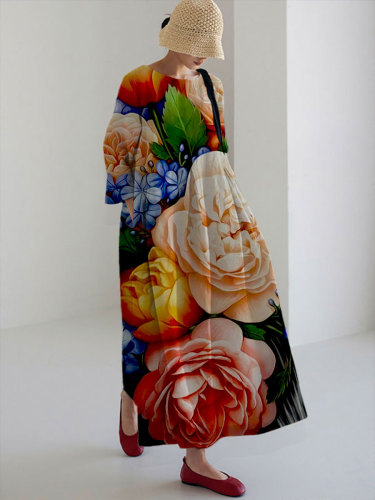 Women's Casual classic flowers Print Dress-622