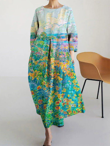 Women's Casual Spring Scenery  Print Dress