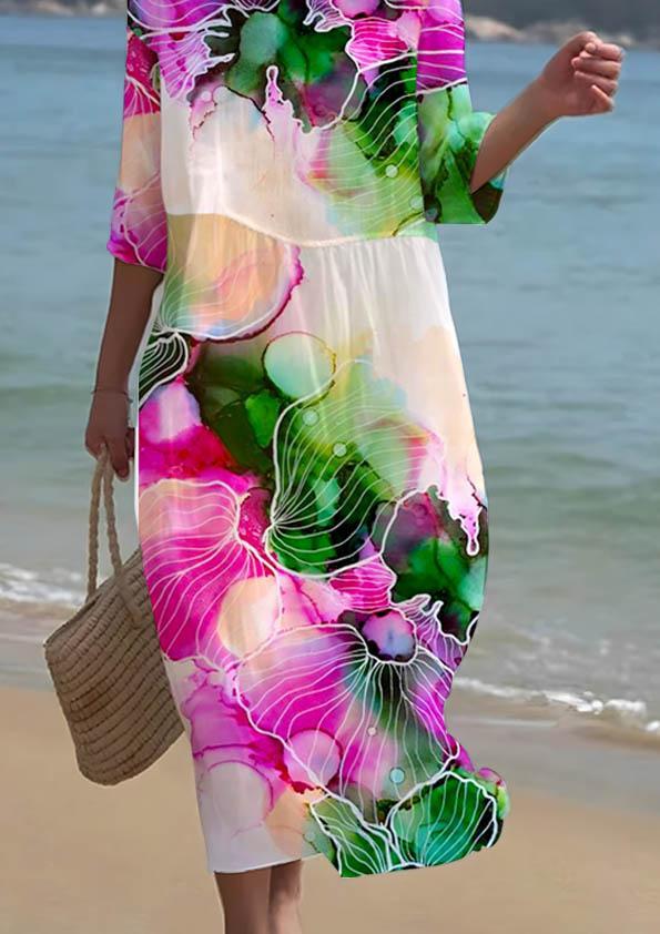 Women's Color Splash Art Pattern Seaside Vacation Dress