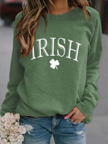 Women's Irish Clover Print Long Sleeve Sweatshirt