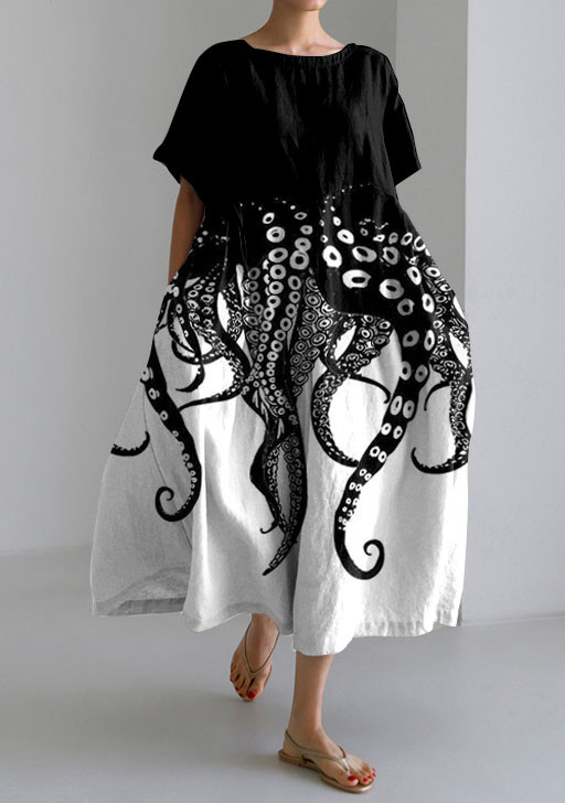 Tentacles Lover Essential Contrast Print Short Sleeve Dress