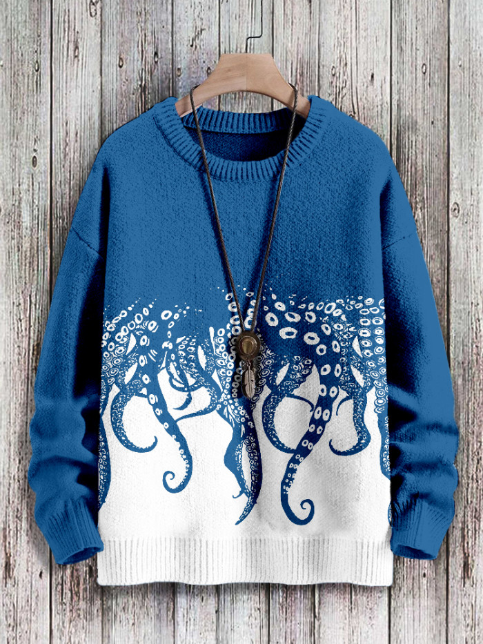 Tentacles Lover Essential Contrast Cozy Pullover Sweater