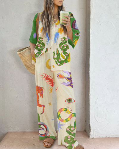 Artistic Abstract Print Two-Piece Set