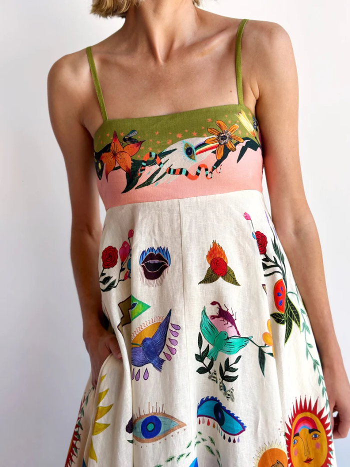 Chic Positioning Painting Printed Slip Dress