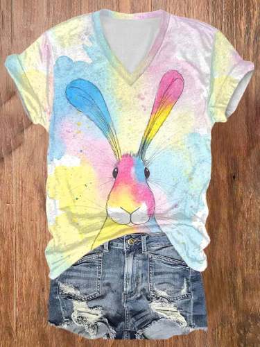 Women's Easter Bunny Casual Print T-Shirt