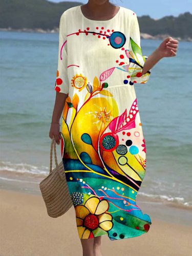 Women's Floral Art Print Casual Resort Dress